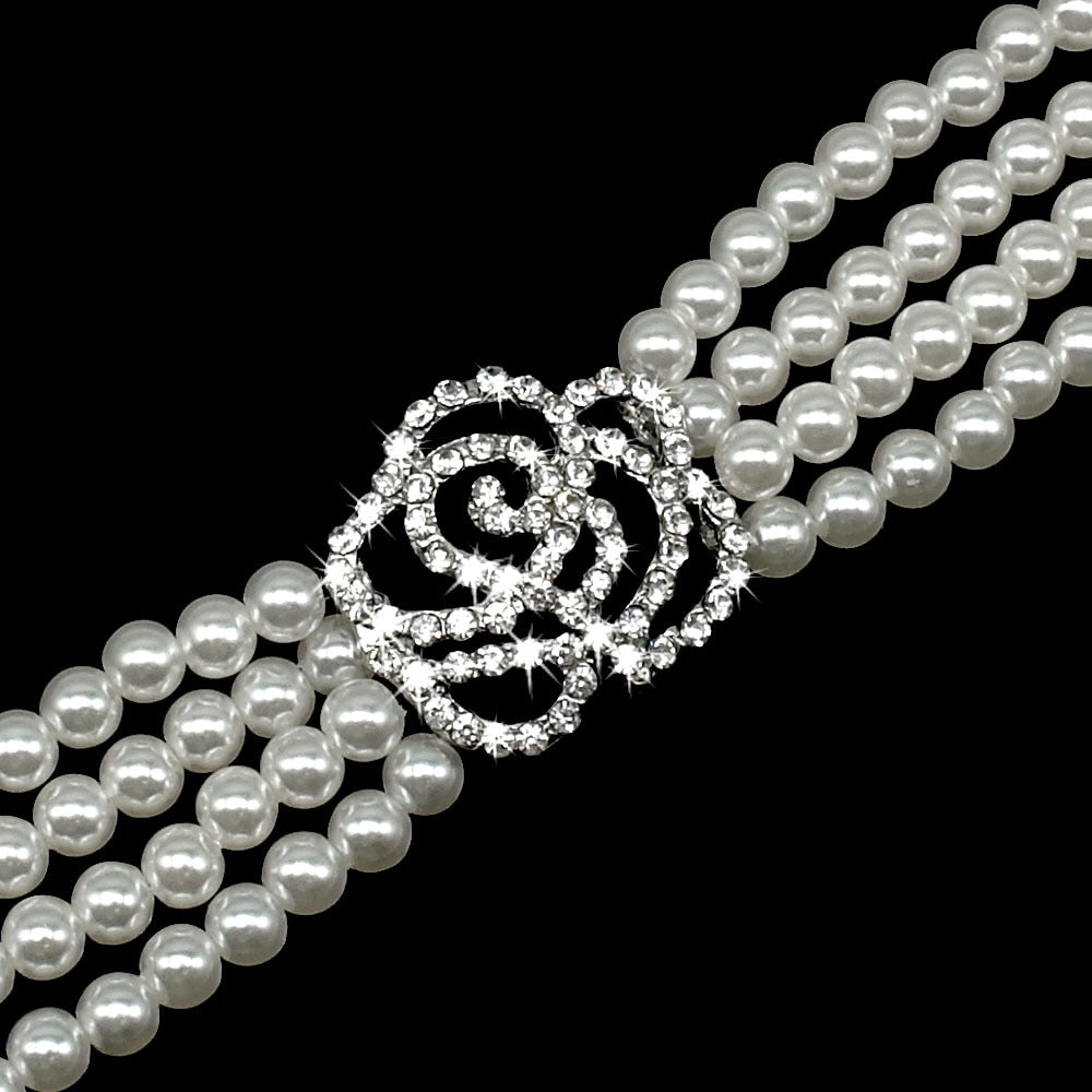 Pearl dog necklace collar- jeweled collar with bling rhinestone diamante - Lucky paws pet store