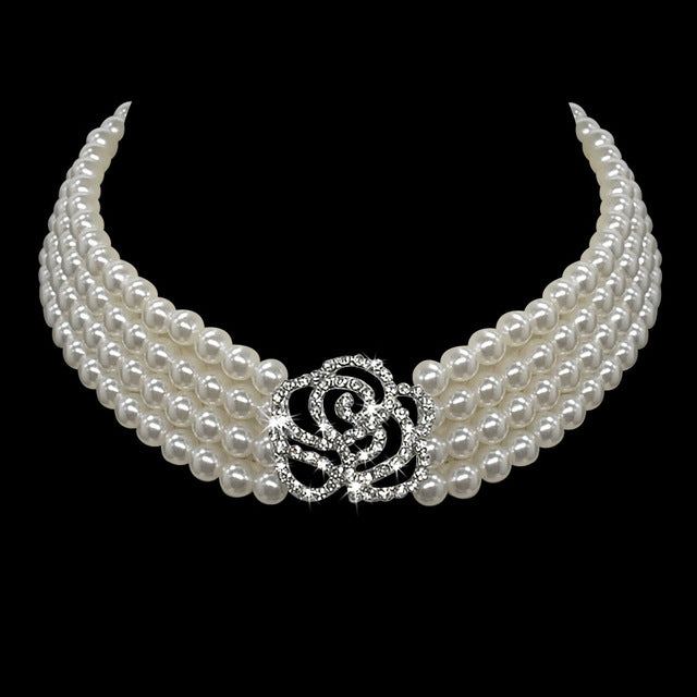 Pearl dog necklace collar- jeweled collar with bling rhinestone diamante - Lucky paws pet store