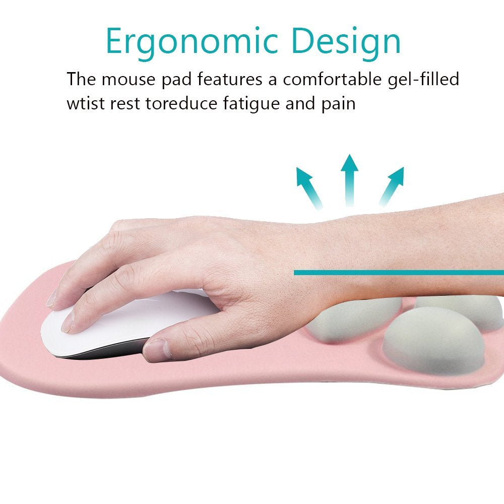 Ergonomic mouse pad with wrist support- cat paw soft silicone wrist rest for computer - Lucky paws pet store