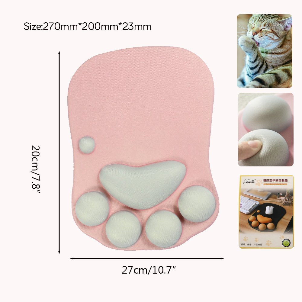 Ergonomic mouse pad with wrist support- cat paw soft silicone wrist rest for computer - Lucky paws pet store