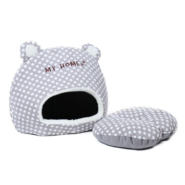 Warm cat house cave bed with removable cushion "My Home" design for cats - Lucky paws pet store