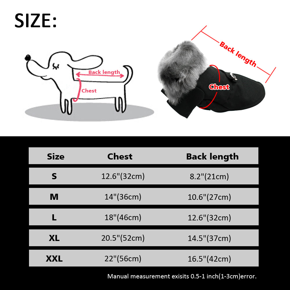 Dog jacket with fur - stylish style 100% cotton - Lucky paws pet store