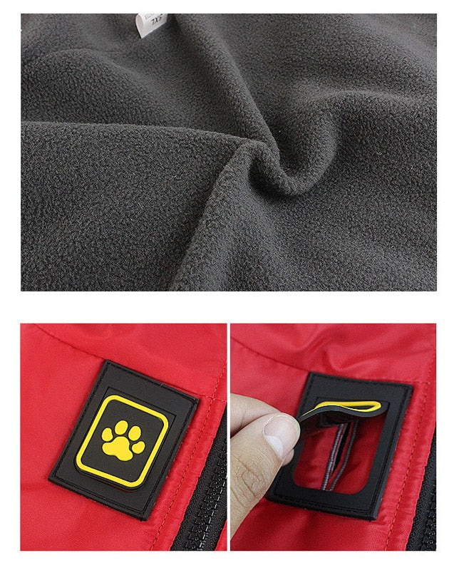 Waterproof dog jacket padded fleece and reflective - Lucky paws pet store