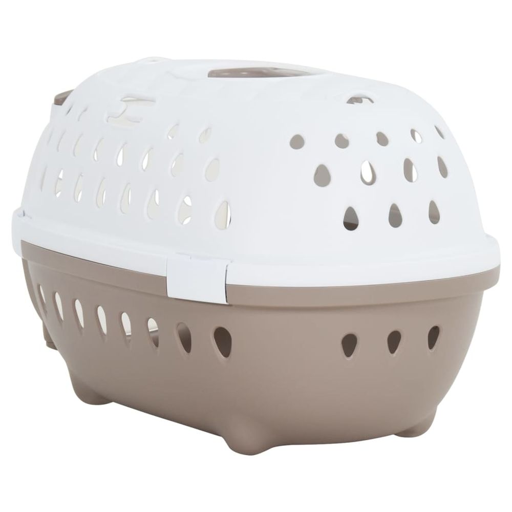 Pet Transport Box White and Brown
