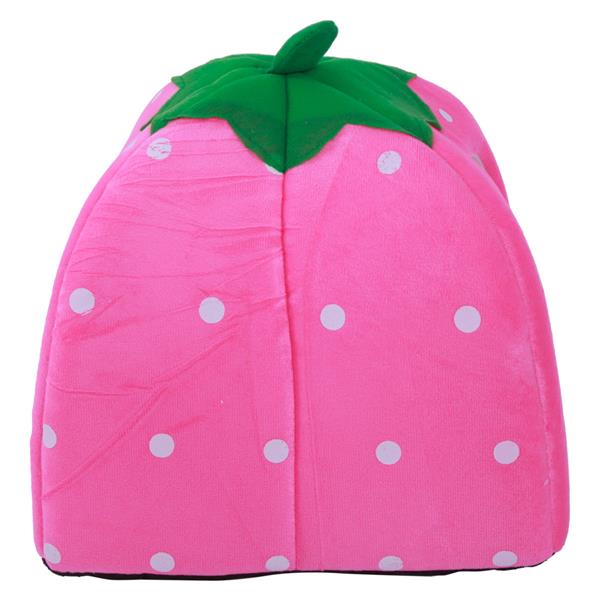 Soft Cotton Cute Strawberry Style Multi-purpose Cat House Nest Yurt Size M Rose Red