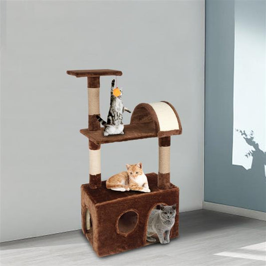 HOBBYZOO 39" Cat Tree Tower with Plush Condos, Scratching Post, Toy, Brown