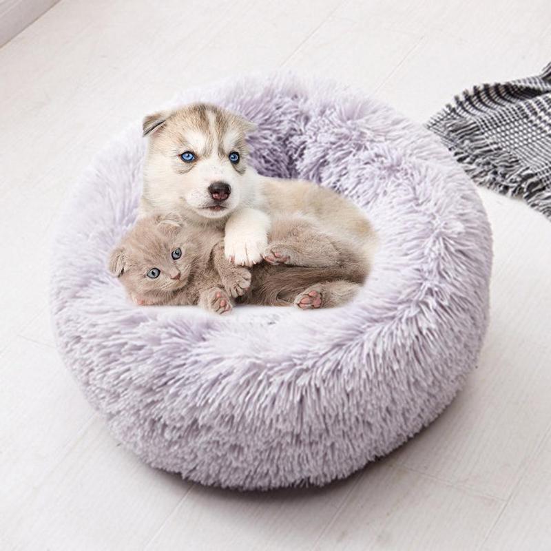 Round plush round super soft bed for cats/dogs - Lucky paws pet store