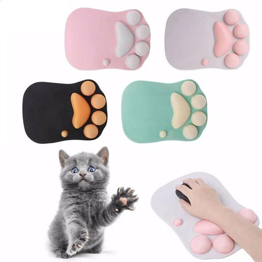 Ergonomic mouse pad with wrist support-  cat paw soft silicone wrist rest for computer - Lucky paws pet store