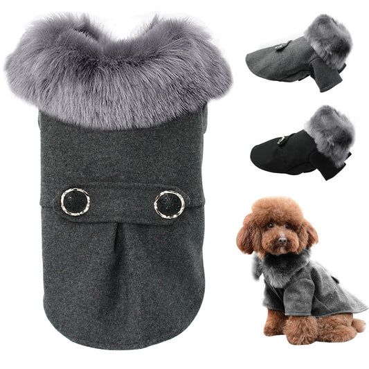 Dog jacket with fur - stylish style 100% cotton - Lucky paws pet store