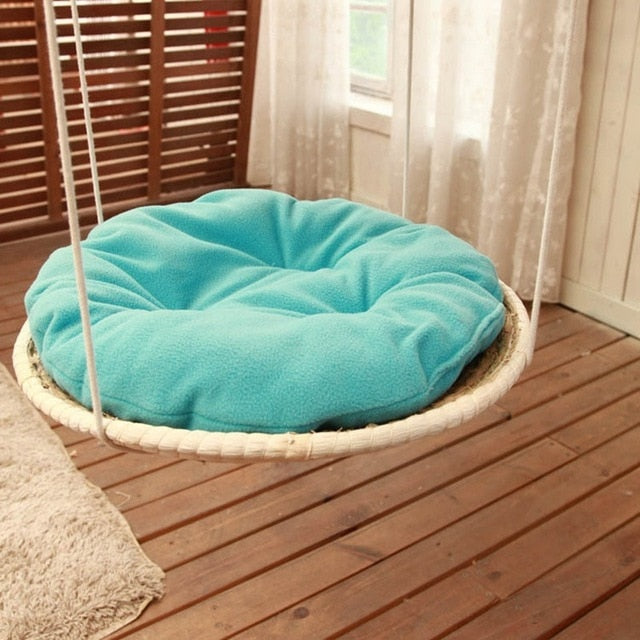 Hand knitting round cat hammock bed straw - Lucky paws pet store