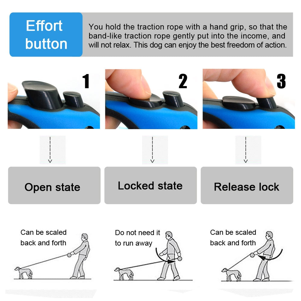 3M/5M Retractable dog leash automatic dog - Lucky paws pet store