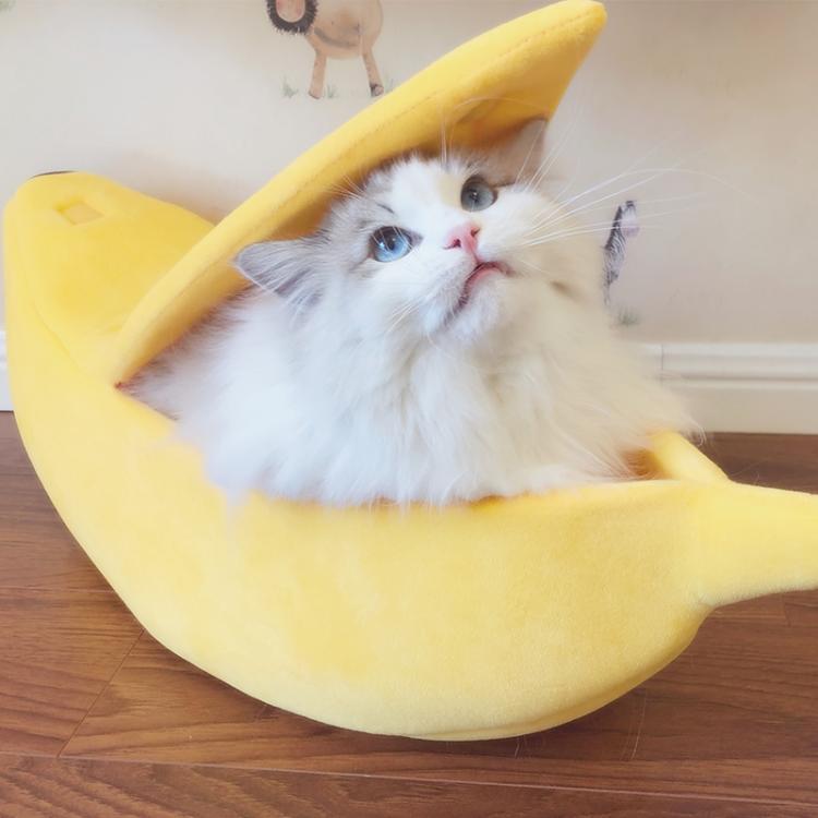 Banana cat bed a cozy cute banana cushion portable basket - Lucky paws pet store