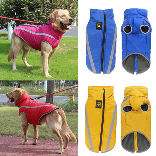 Waterproof dog jacket padded fleece and reflective - Lucky paws pet store