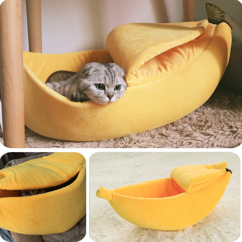 Banana cat bed a cozy cute banana cushion portable basket - Lucky paws pet store