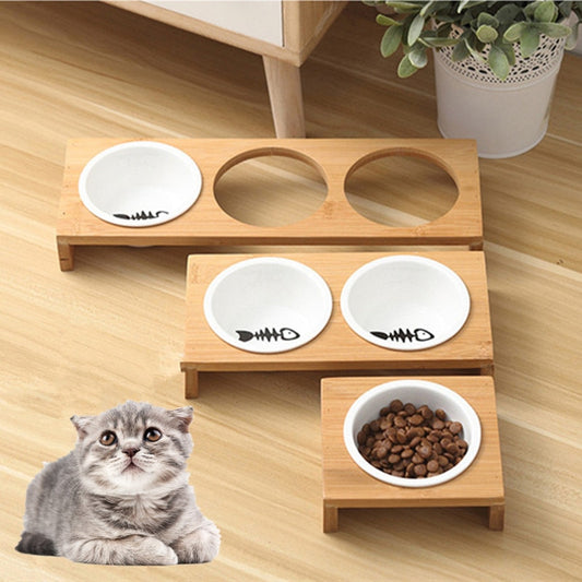 Cat feeders bowls bamboo tableware ceramic - Lucky paws pet store
