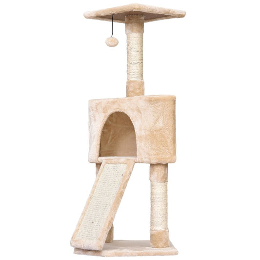 3-Level Cat Tree Sisal Scratching Post Ladder, Beige