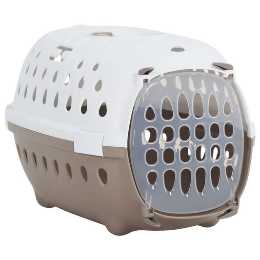 Pet Transport Box White and Brown