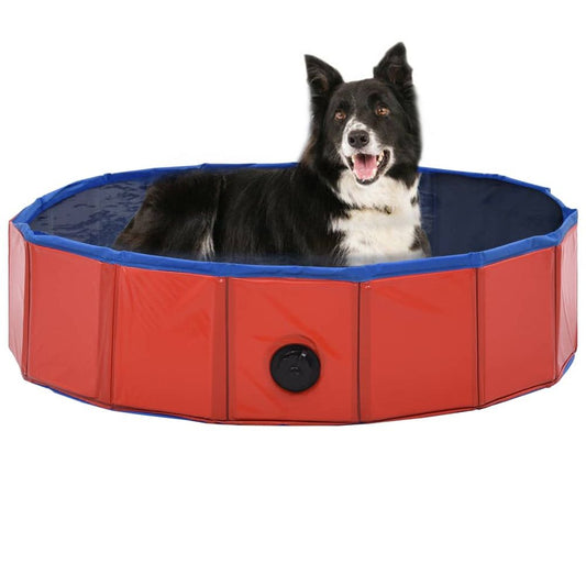 Foldable Dog Swimming Pool PVC Animal Pet Supply Red/Blue Multi Sizes