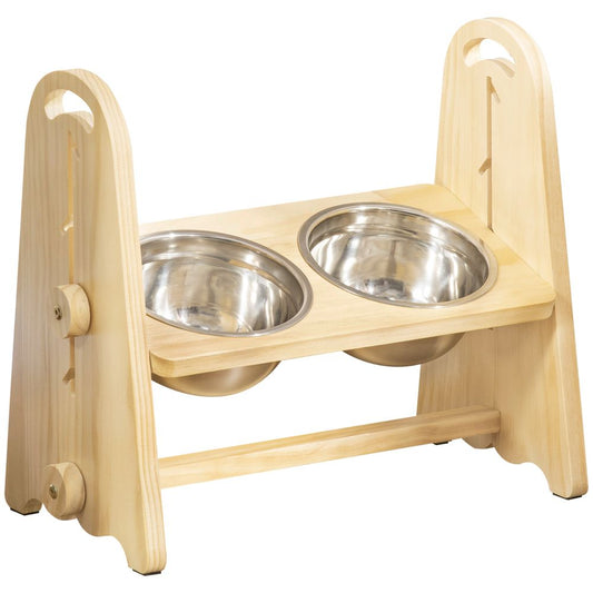 Adjustable Raised Dog Bowls with Stand and 2 Stainless Steel Bowls