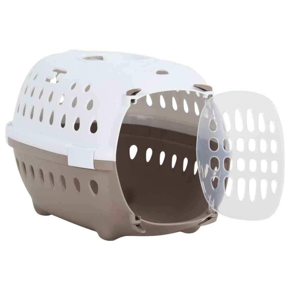Pet Transport Box White and Brown