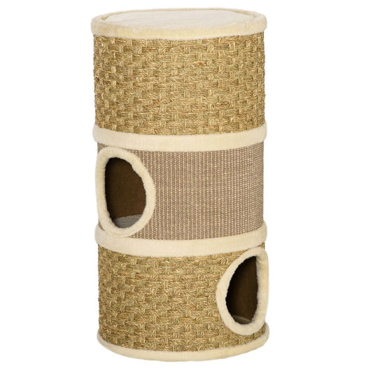 Cat Scratching Barrel Tower with Sisal and Seaweed Rope