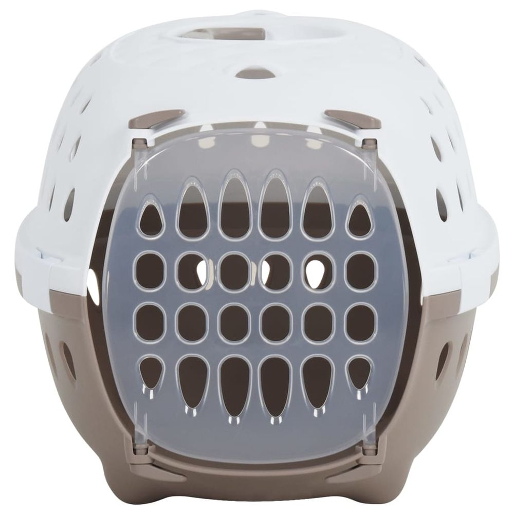 Pet Transport Box White and Brown